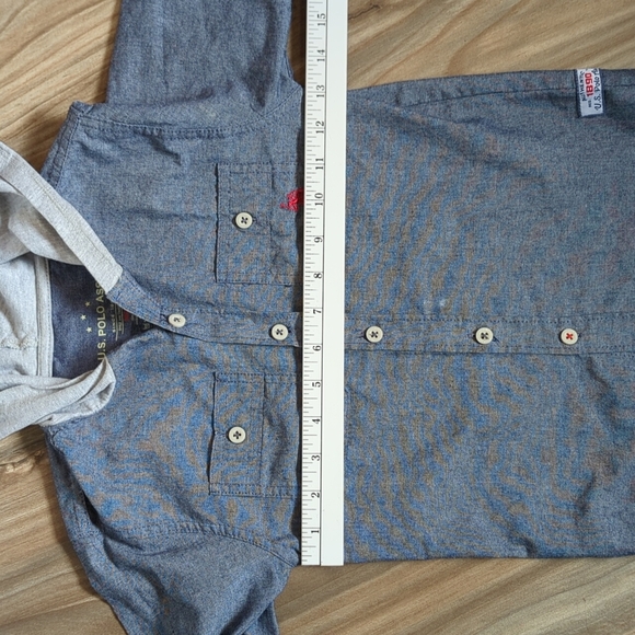 Boys Denim button down with hoodie U.S. Polo Assn Size M - Picture 6 of 7